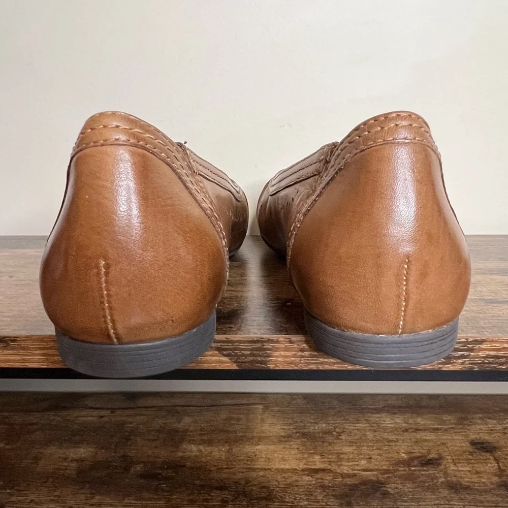 Earth Brown Leather‎ Ballet Flats slip on cut out casual shoes women's 8.5 - Picture 5 of 13